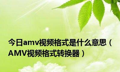 AMV视频格式转换器推荐（选择最适合你的AMV视频格式转换器）