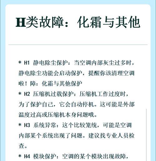 中松空调故障代码H6解析与修理方法（探寻中松空调故障代码H6的起因与解决方案）