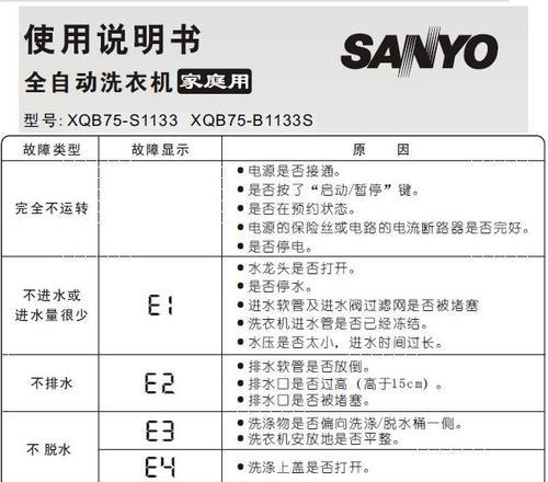 三洋洗衣机故障E7原因及处理方法（解决洗衣机显示E7故障的有效措施）